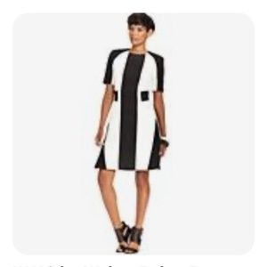 W118 Walter Baker Dress Short-Sleeve  black white colorblocked   Striped S
